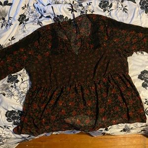 floral and lace babydoll top from Torrid.